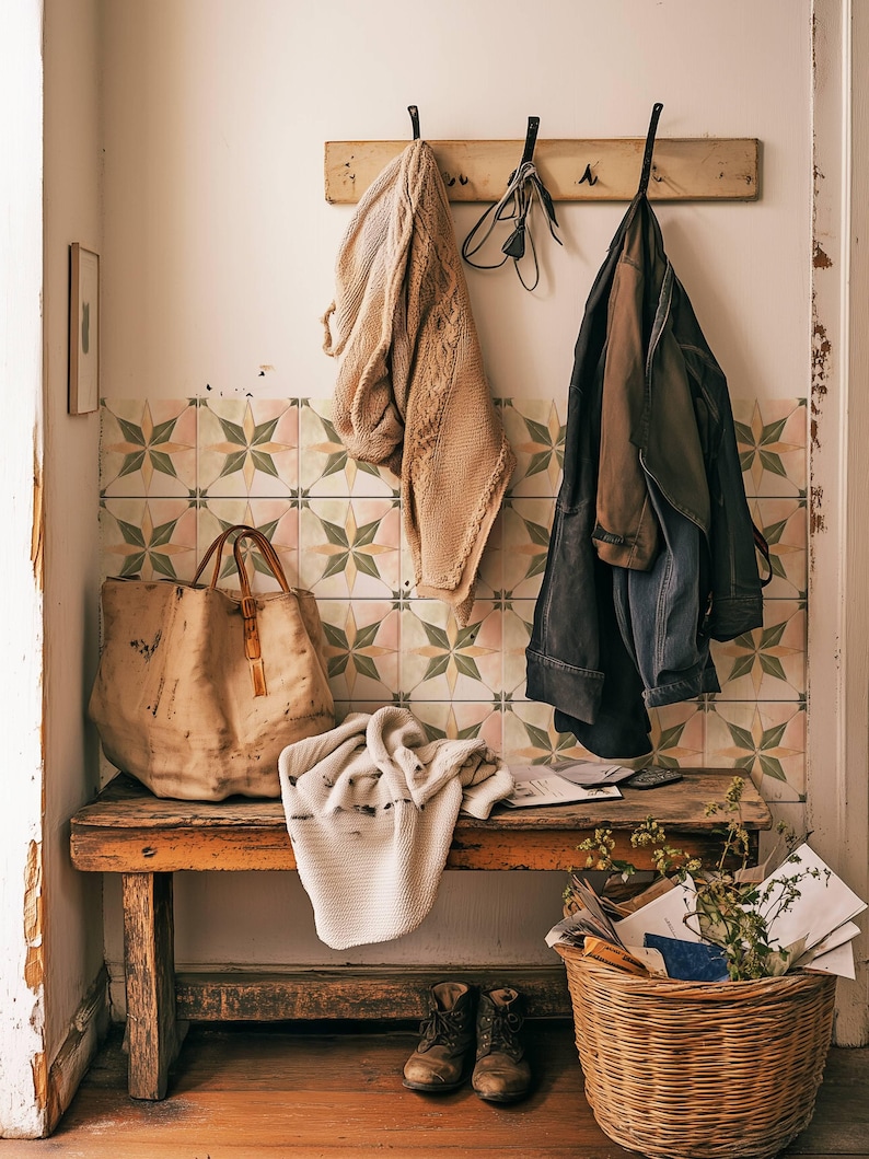 Pegatinas de azulejos con diseño de estrella bohemia, autoadhesivas, para salpicadero de cocina y baño, extraíbles, vinilos decorativos DIY para inquilinos (paquete de 12) imagen 7