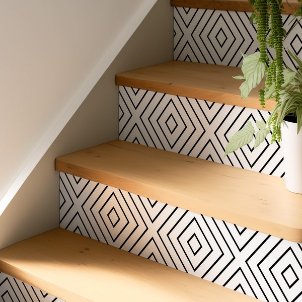 Athens Tile Wall Stair Riser Self Adhesive Vinyl Stickers,Peel&Stick Home Decor,Vinyl Strip Self Adhesive,Easy to Trim,DIY Decor