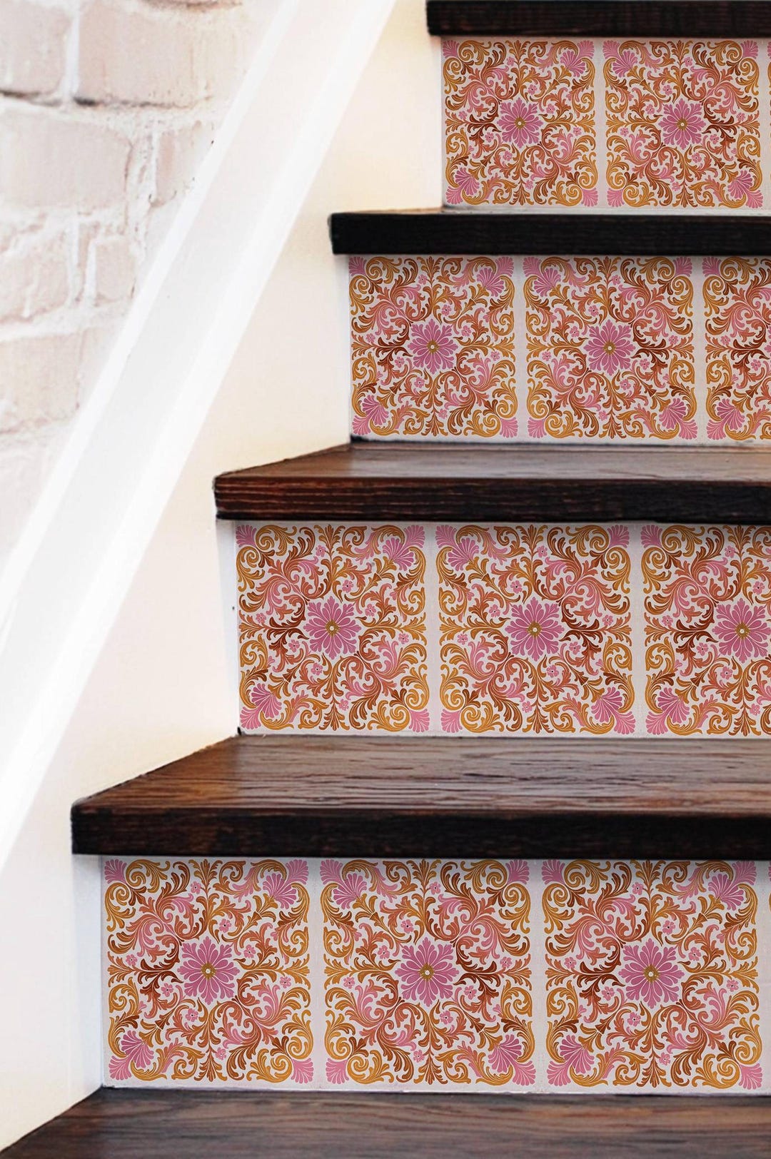Rich Rococo Pattern,stair Riser Stickers,peel and Stick Stair Riser ...