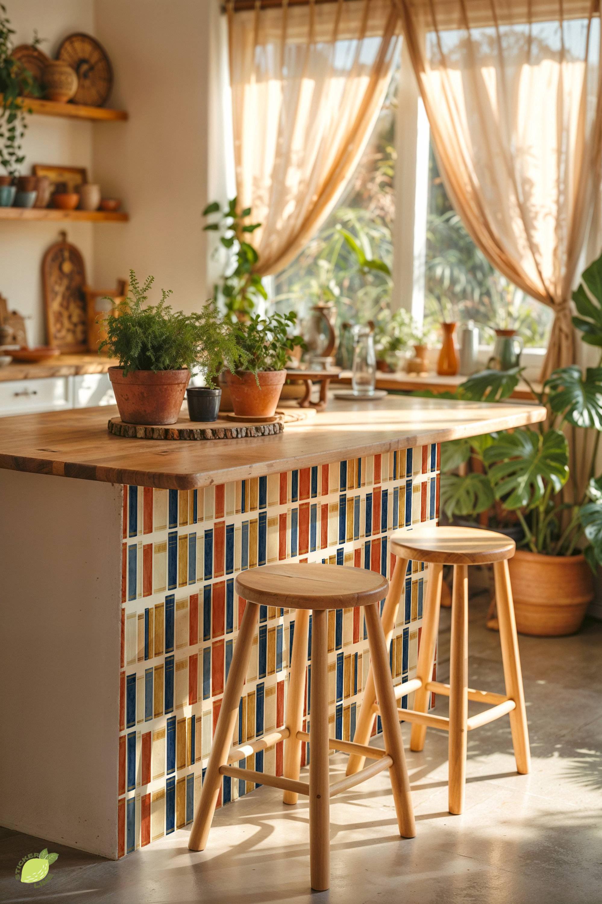 Terracotta Vintage Book Stack Pattern,peel & Stick Tile Sticker,kitchen ...