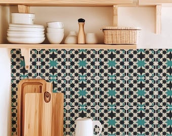 Adesivo per piastrelle con motivo geometrico a stelle "Mezzanotte", ideale per paraschizzi di cucina e bagno, rimovibile, in vinile, perfetto per decorazioni fai da te per inquilini - CONFEZIONE DA 12
