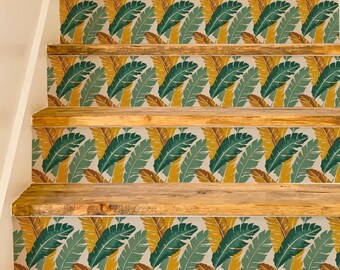 Wzór tańca szmaragdowego liścia, naklejki na podstopnie schodów, samoprzylepne paski winylowe, łatwe do przycinania, dekoracje DIY