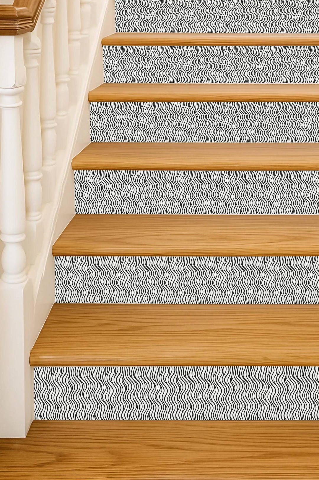 Stair Riser Line Vertical Wavy Lines Pattern, Stair Riser Stickers – Peel & Stick Vinyl ...