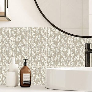 Botanical Sprigs Pattern Tile Decals – Removable Peel & Stick Wall Stickers for Bathroom or Kitchen