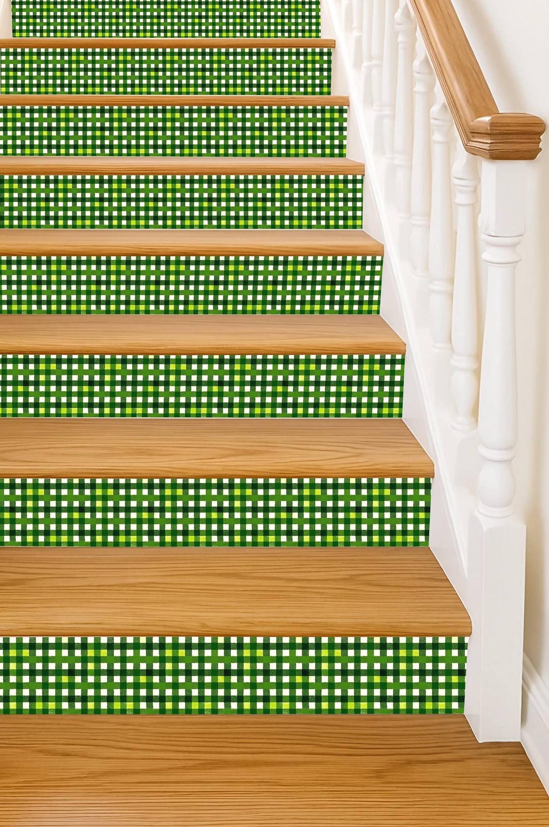 Gingham Checks Pattern, Stair Riser Stickers – Peel & Stick Vinyl ...
