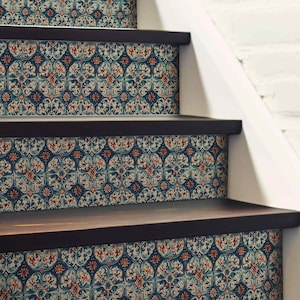 Amalfi Pattern,Peel and Stick Stair Riser, Vinyl Strip Self Adhesive, Easy to Trim, DIY Decor,Stair Riser Stickers