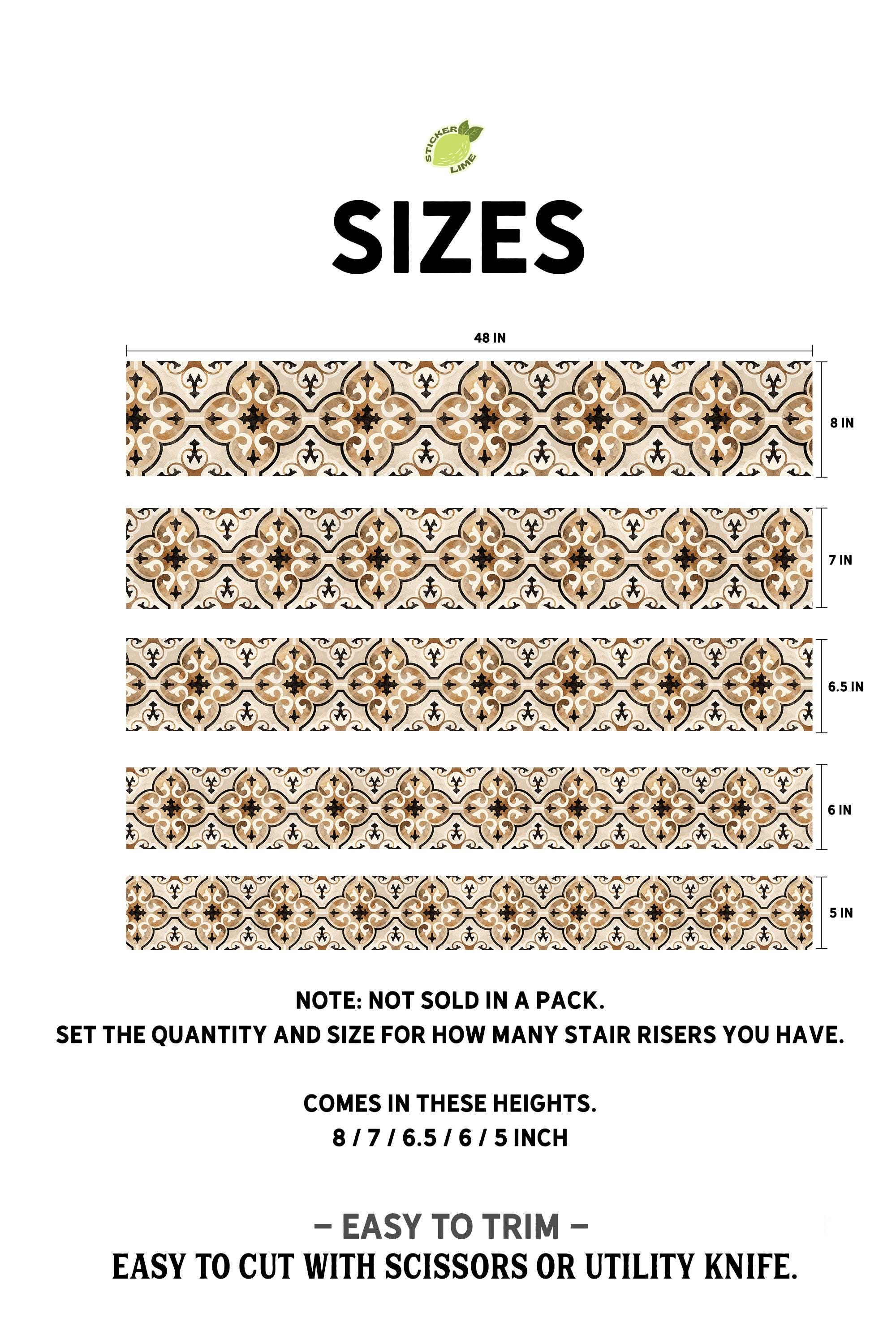 Moroccan Tile Pattern,stair Riser Stickers,peel and Stick Stair Riser ...