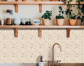 Adesivo per piastrelle con motivo a mosaico effetto terrazzo, facile da applicare e rimuovere, ideale per paraschizzi di cucina e bagno. Decalcomanie rimovibili, perfette per il fai da te. Confezione da 12 pezzi.