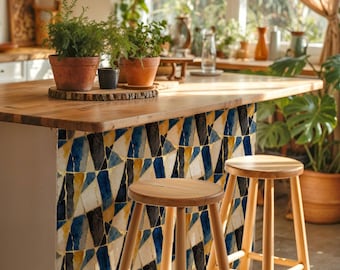 Gold Kintsugi Cobalt Terrazzo Pattern,Pattern Stickers,Peel & Stick Vinyl,Kitchen Bathroom Backsplash,DIY Decor - PACK OF 12