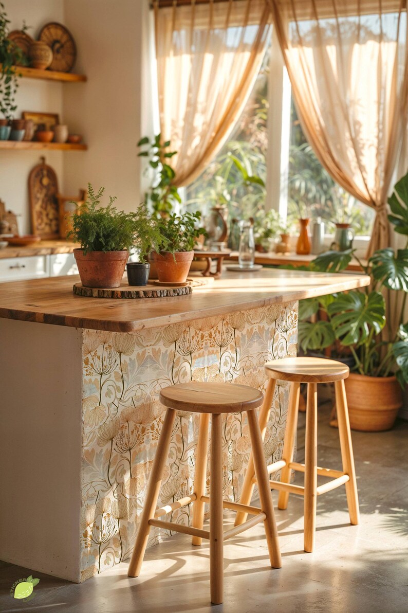 Ethereal Golden Botanical Line Art Pattern,peel & Stick Tile Sticker ...