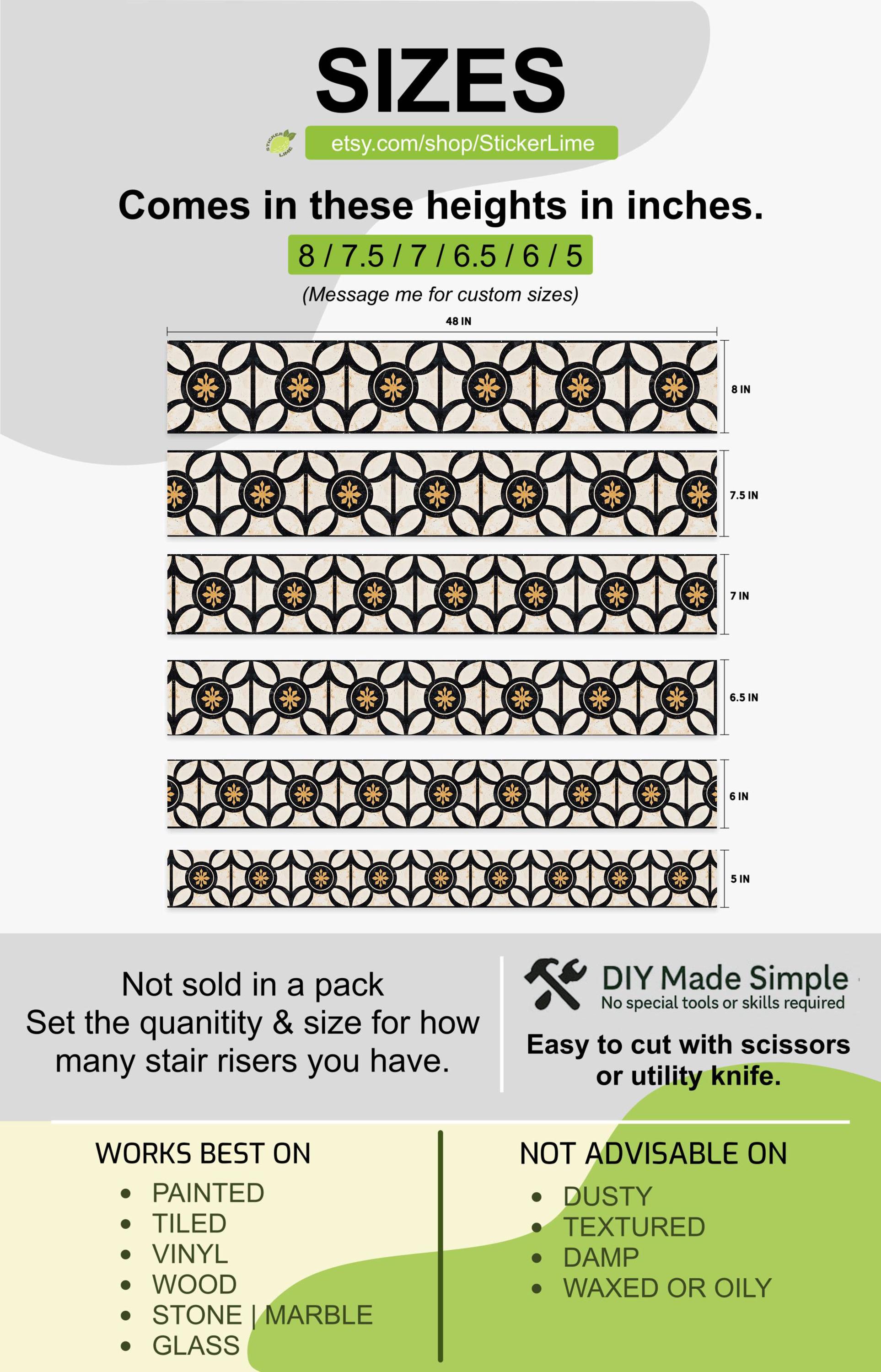 Scandi Cross Pattern,stair Riser Stickers,peel and Stick Stair Riser ...