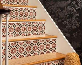 Vintage Terrakotta Blumenmedaillon Design-Muster,Vinyl-Streifen,Aufkleber,Vinyl-Streifen,Aufkleber,Vinyl-Streifen selbstklebend,einfach zu schneiden