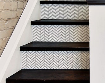 Herringbone Treppenaufkleber, Schälen und Aufkleben, Vinylstreifen, selbstklebend, leicht zu schneiden, wieder ablösbar, DIY-Dekor