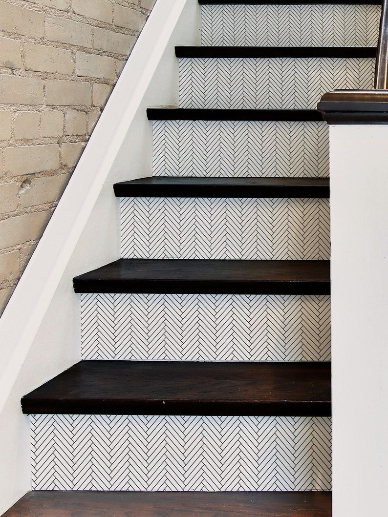 Herringbone Stair Sticker, Peel and Stick Stair Riser, Vinyl Strip Self ...