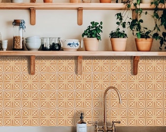 Terra Glow Pattern,Peel & Stick Tile Sticker,Kitchen Bathroom Backsplash,Removable Decals,DIY Vinyl Renters decor - PACK OF 12