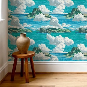 Murale Lagoon Shelf - Carta da parati autoadesiva, rivestimento murale in vinile liscio opaco, decorazione fai da te per pareti.