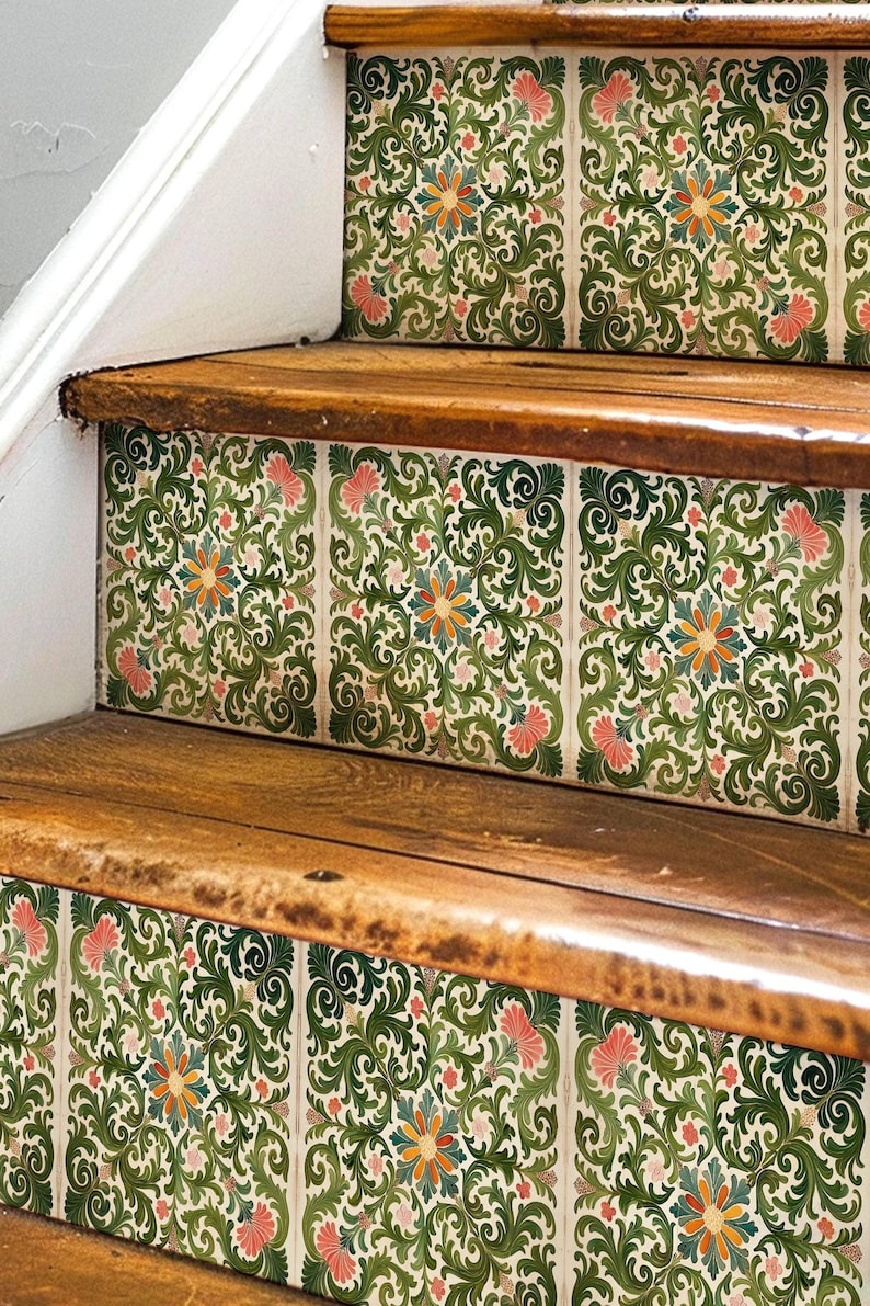 Rich Rococo Pattern,stair Riser Stickers,peel and Stick Stair Riser ...