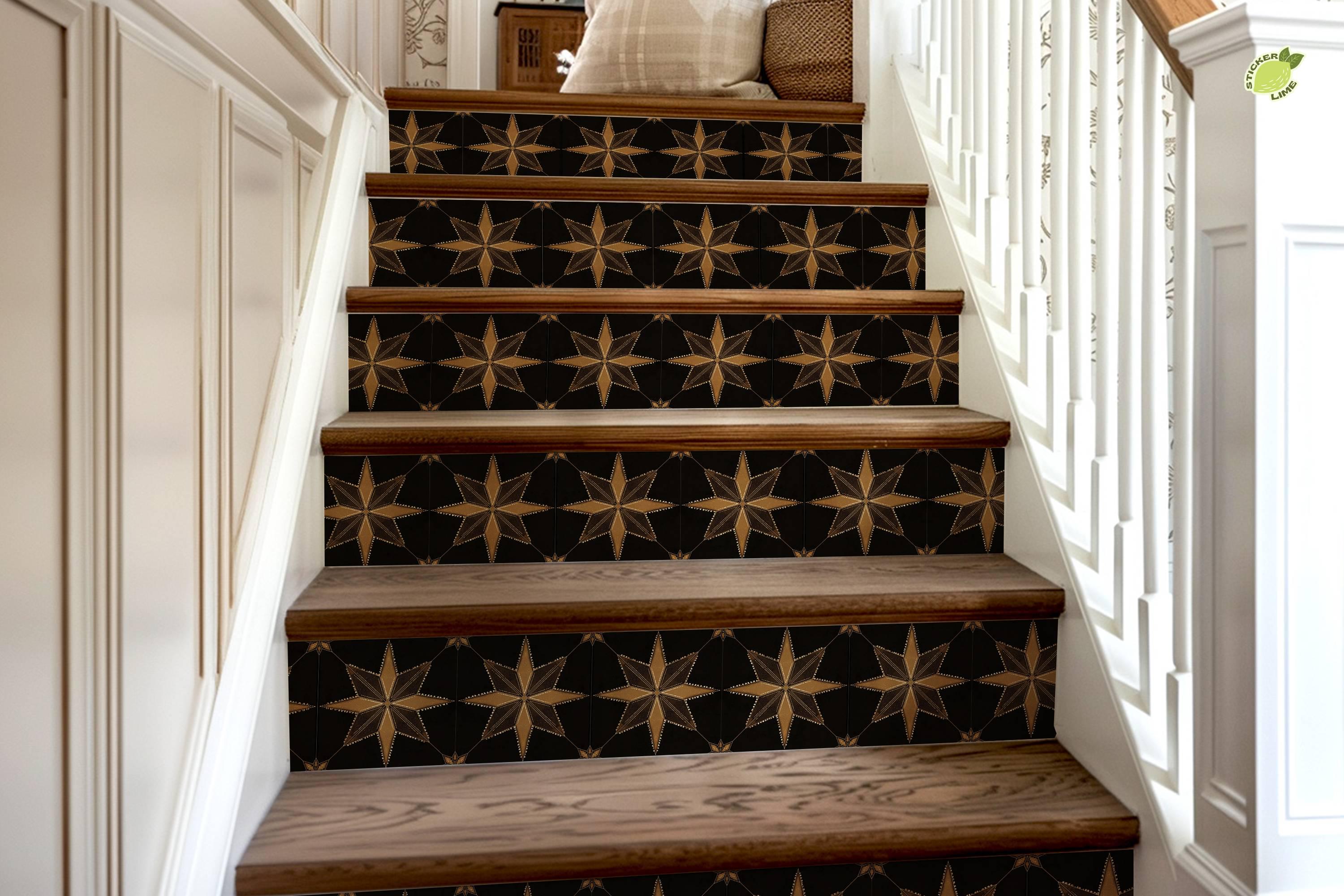 Boho Star Tile Pattern,stair Riser Stickers,peel and Stick Stair Riser ...