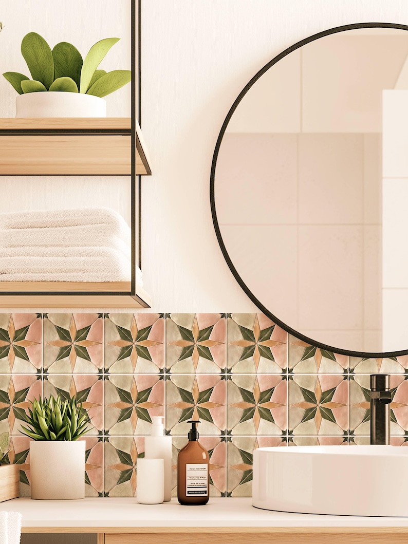 Pegatinas de azulejos con diseño de estrella bohemia, autoadhesivas, para salpicadero de cocina y baño, extraíbles, vinilos decorativos DIY para inquilinos (paquete de 12) imagen 4
