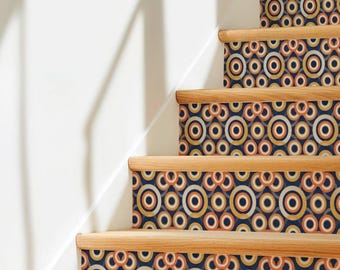 Bold Concentric Circle Decorative Tile Pattern,Peel & Stick Tile Sticker,Kitchen Bathroom Backsplash,Removable Decals