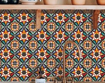 Piastrelle adesive rustiche marocchine, adesivi per piastrelle staccabili e adesive, paraschizzi per cucina e bagno, adesivi rimovibili, decorazioni fai da te in vinile per inquilini - CONFEZIONE DA 12