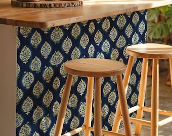 Indigo Blue Botanical Block Print Pattern,Pattern Stickers,Peel & Stick Vinyl,Kitchen Bathroom Backsplash,DIY Decor - PACK OF 12