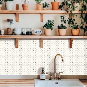 Rustic Winter Forest Deer Pattern,Peel & Stick Tile Sticker,Kitchen Bathroom Backsplash,Removable Decals