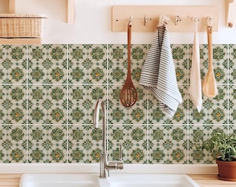 Heritage William Morris Medallion Tile Pattern,Peel & Stick Tile Sticker,Kitchen Bathroom Backsplash,Removable Decals