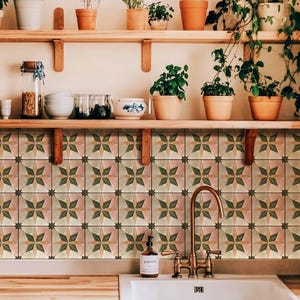 Pegatinas de azulejos con diseño de estrella bohemia, autoadhesivas, para salpicadero de cocina y baño, extraíbles, vinilos decorativos DIY para inquilinos (paquete de 12) imagen 3