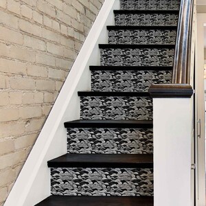 Classic Japanese Waves Pattern, Peel and Stick Stair Riser, Vinyl Strip ...