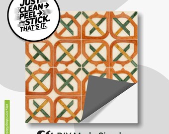 Terracotta Arabesque Lattice Pattern,Peel & Stick Tile Sticker,Kitchen Bathroom Backsplash,Removable Decals
