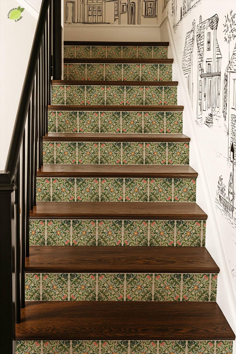 Rich Rococo Pattern,stair Riser Stickers,peel and Stick Stair Riser ...