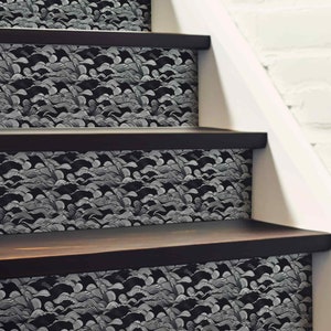 Classic Japanese Waves Pattern, Peel and Stick Stair Riser, Vinyl Strip ...