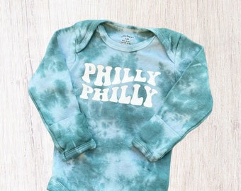 PHILLY PHILLY baby tie dye shirt Philly sports baby shirt Philadelphia sports fan philly philly shirt Philadelphia football retro onesie
