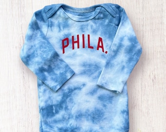 PHILA tie dye baby shirt Philadelphia baseball shirt Philadelphia basketball shirt Philly sports fan Philly fan gift Philly gear Philly baby