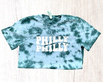 Camisa infantil PHILLY PHILLY tie dye infantil Camisa esportiva Philadelphia Camisa esportiva Philadelphia fã da Filadélfia Camisa retrô de futebol da Filadélfia