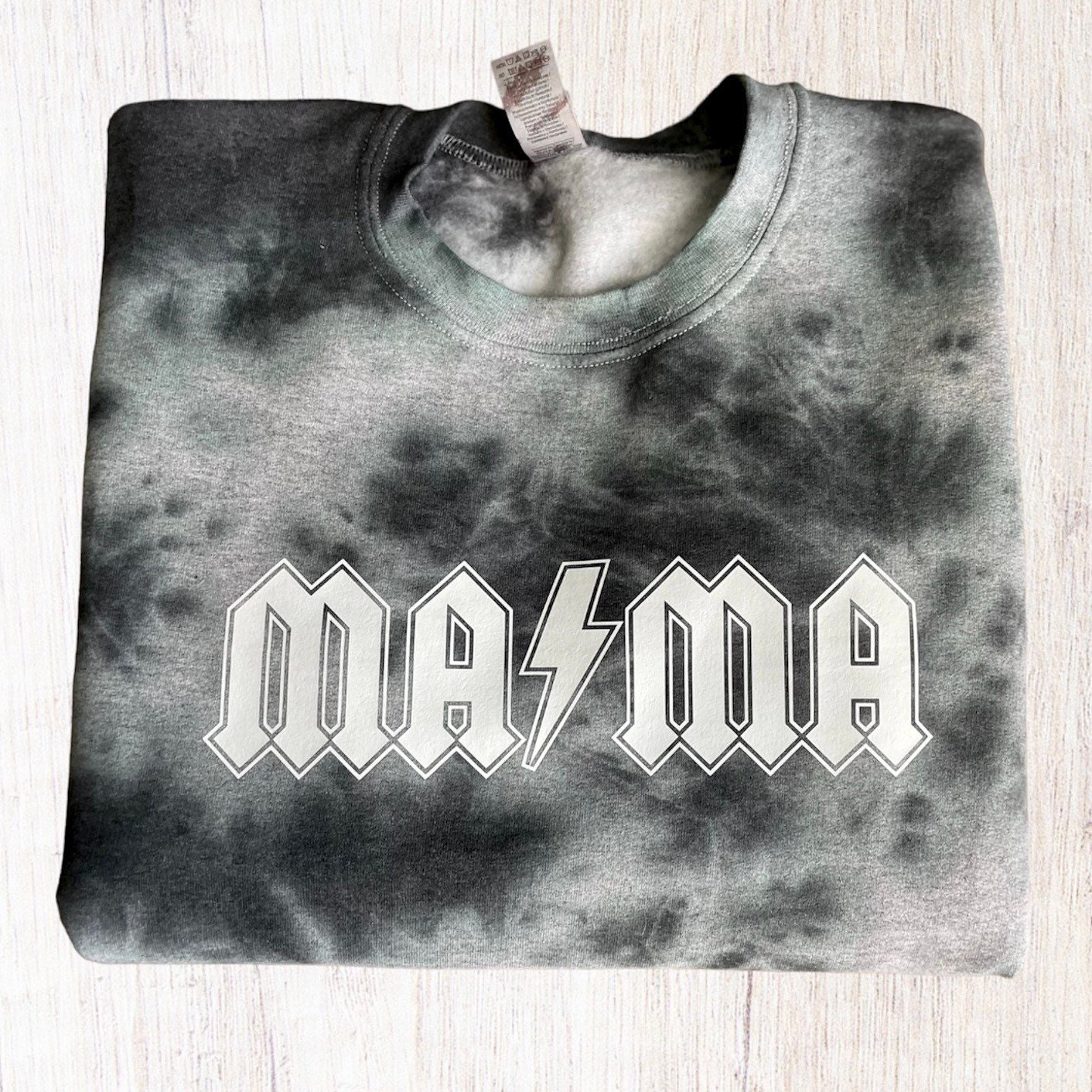 MAMA ACDC Sweatshirt Rock N’ Roll Tie Dye Sweatshirt Lightning Bolt ...