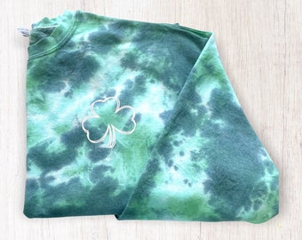 SHAMROCK crewneck sweatshirt | shamrock tie dye | shamrock crewneck | green tie dye sweatshirt | St. Patrick’s Day tie dye shirt