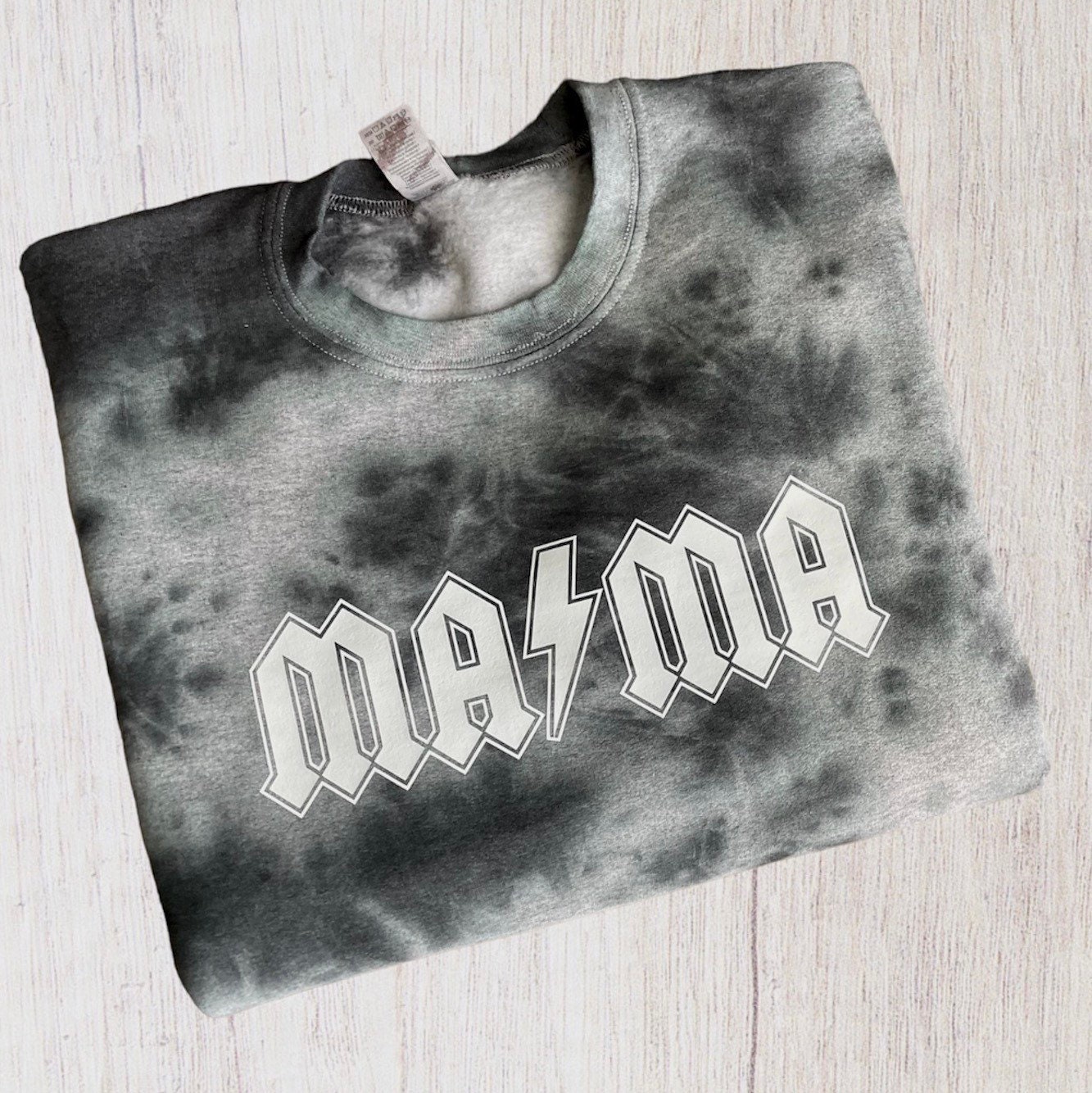 MAMA ACDC Sweatshirt Rock N’ Roll Tie Dye Sweatshirt Lightning Bolt ...