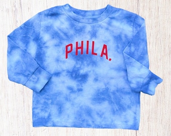 PHILA. tie dye toddler & kids shirt Philadelphia baseball shirt Philadelphia basketball shirt Philly sports fan Philly fan gift Philly gear