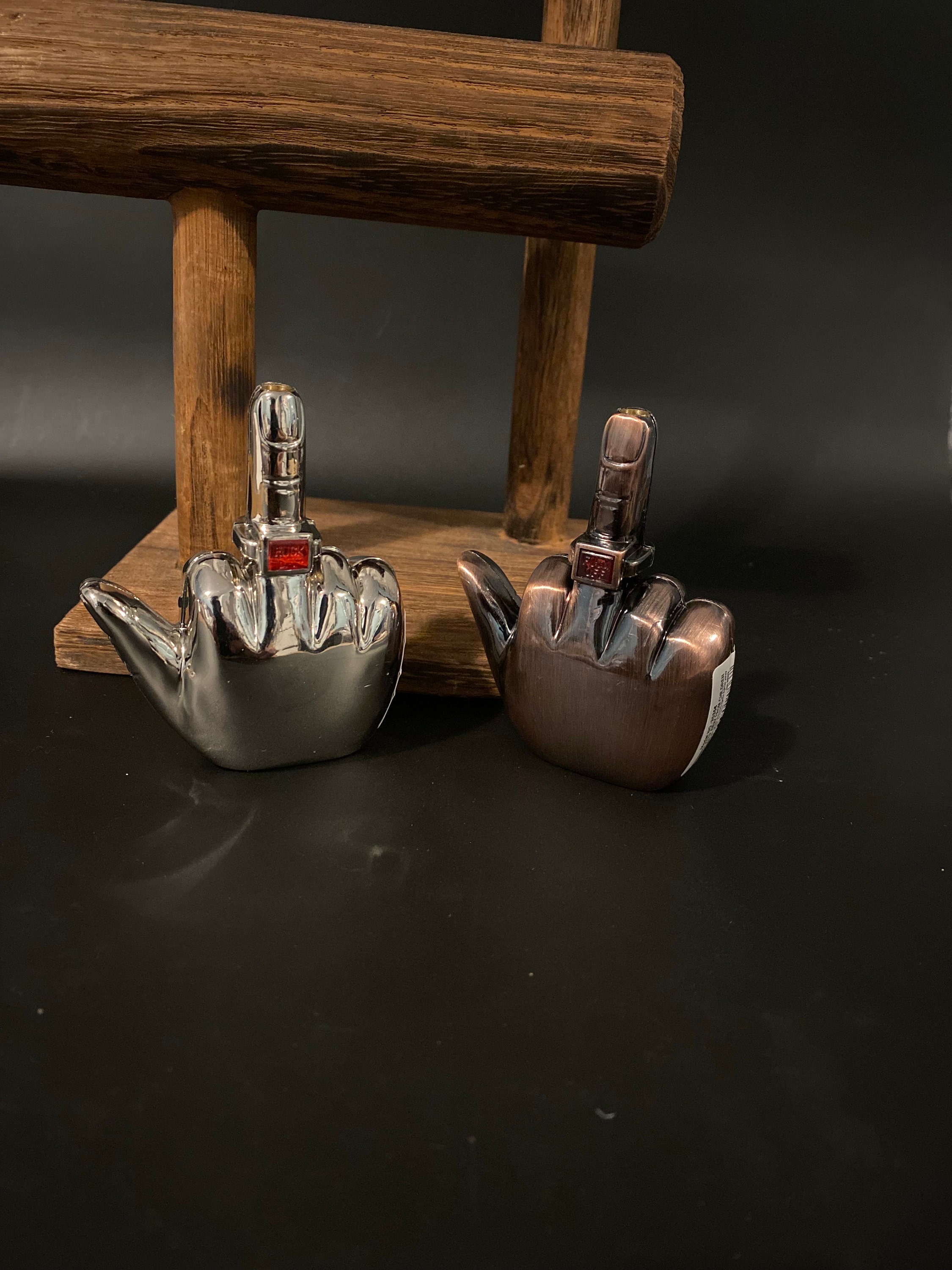 Middle Finger Refillable Torch Flame Cigarette Lighter Talks When You