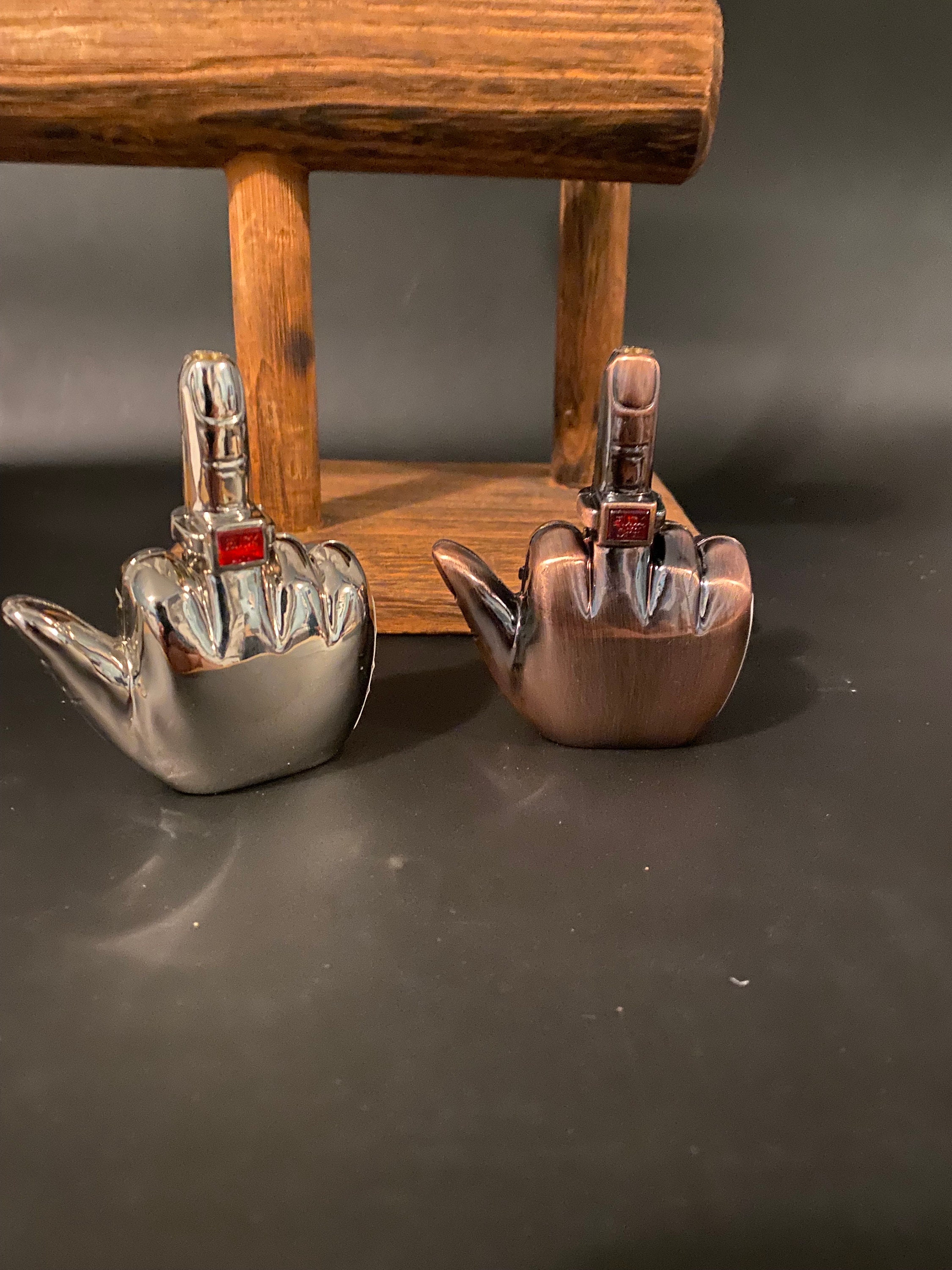 Middle Finger Refillable Torch Flame Cigarette Lighter Talks When You