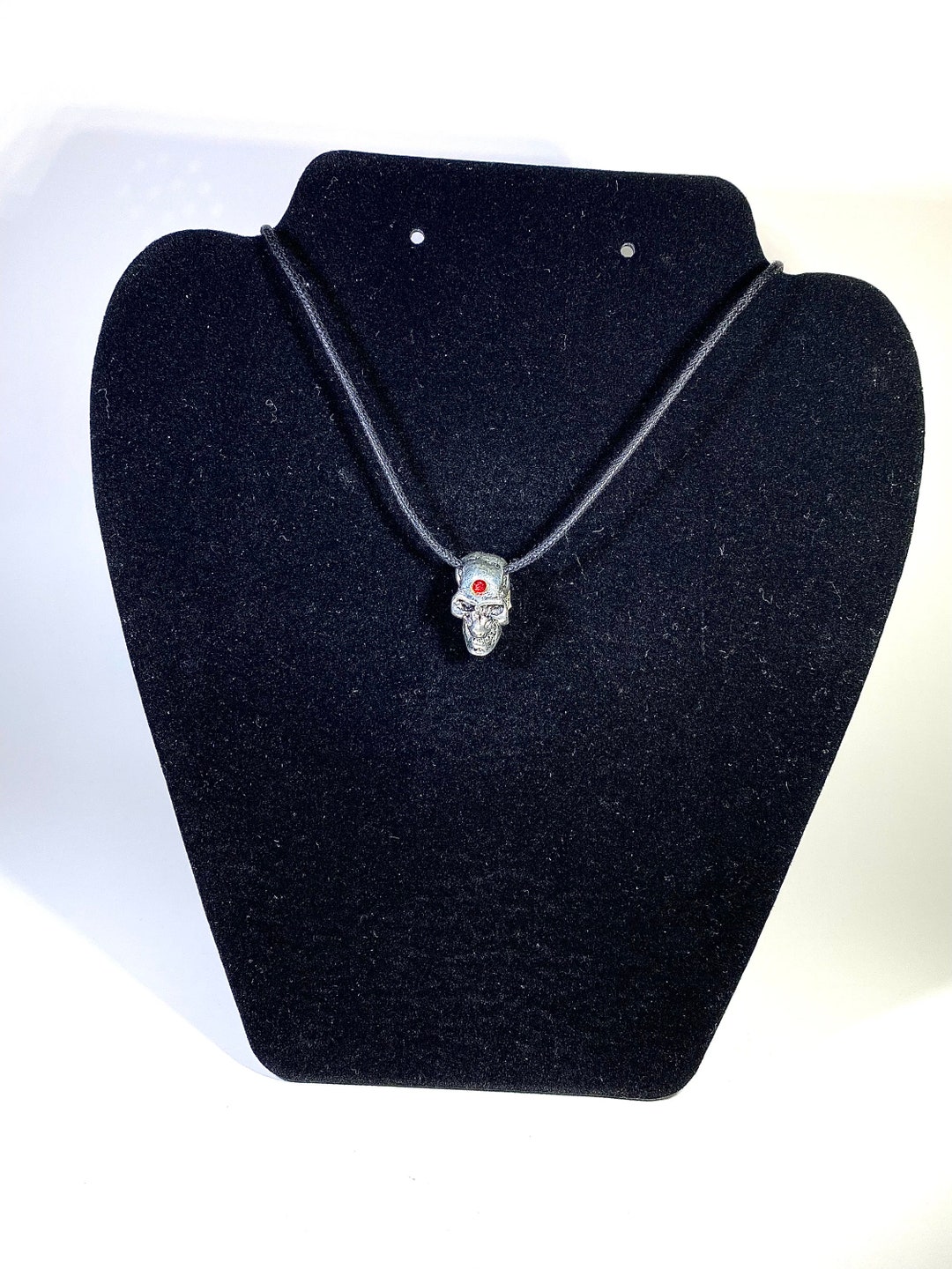 Funky Skeleton Skull Necklace - 25mm Charm, 18\" Silver Plated Chain, Goth & Retro Style