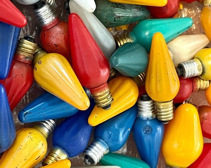 Vintage Christmas Tree Light Bulbs C6 and C7 Small Set of 10 Multi Color Holiday Lights for