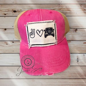 Peace Love Off-Roading Trucker Hat: Distressed Patch Cap