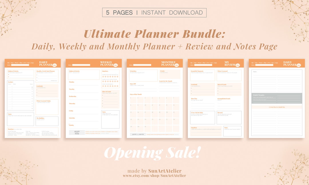 FIVE PLANNER Bundle Printable - Opening Sale 35%! Well Structured ...