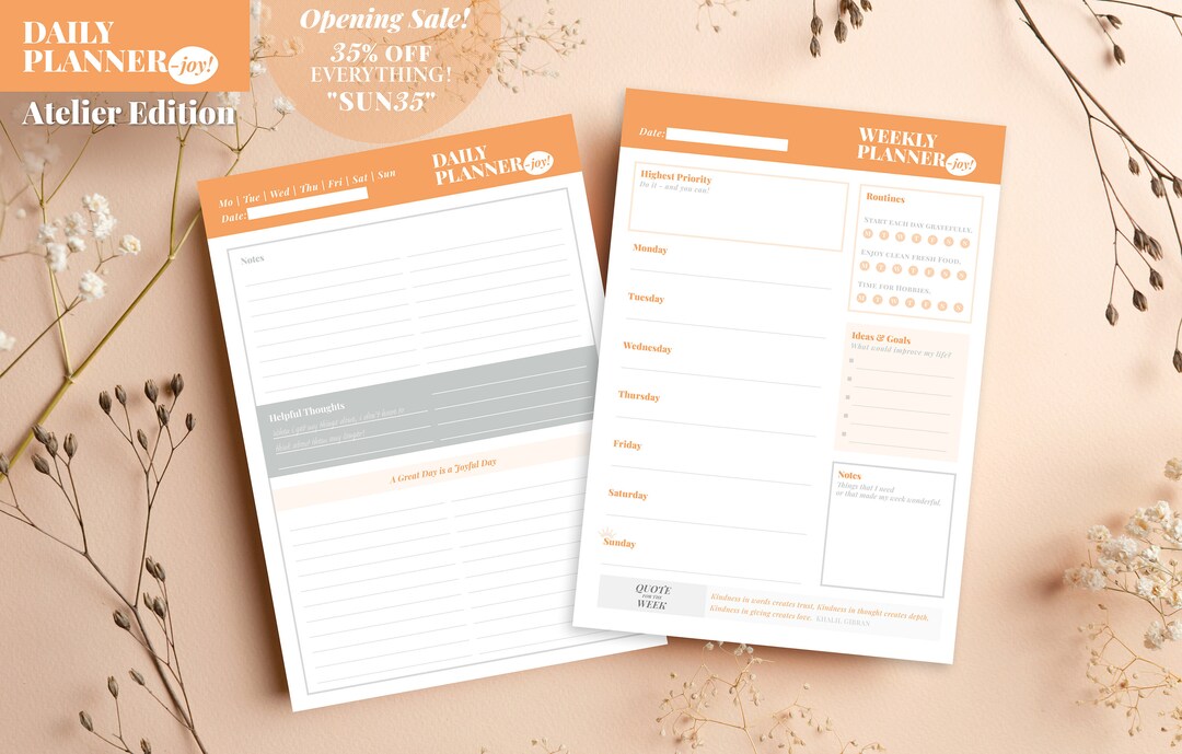 WEEKLY PLANNER Notes Page Printable Opening Sale 35% Well Structured &amp; Motivational. Personal ...