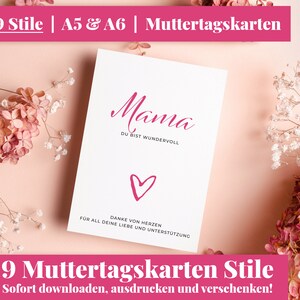 Moederdagkaart om af te drukken | DIGITALE DOWNLOAD - Er wordt niets verzonden! | 9 kaartstijlen | Lastminute | A5 en A6 | onmiddellijk ontvangen
