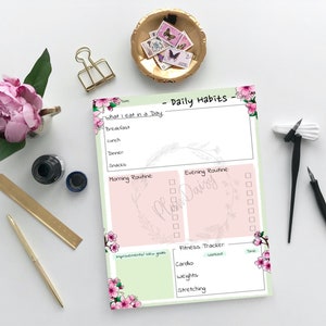 Daily Planner Printable, Daily Checklist With Habit Tracker, Digital ...