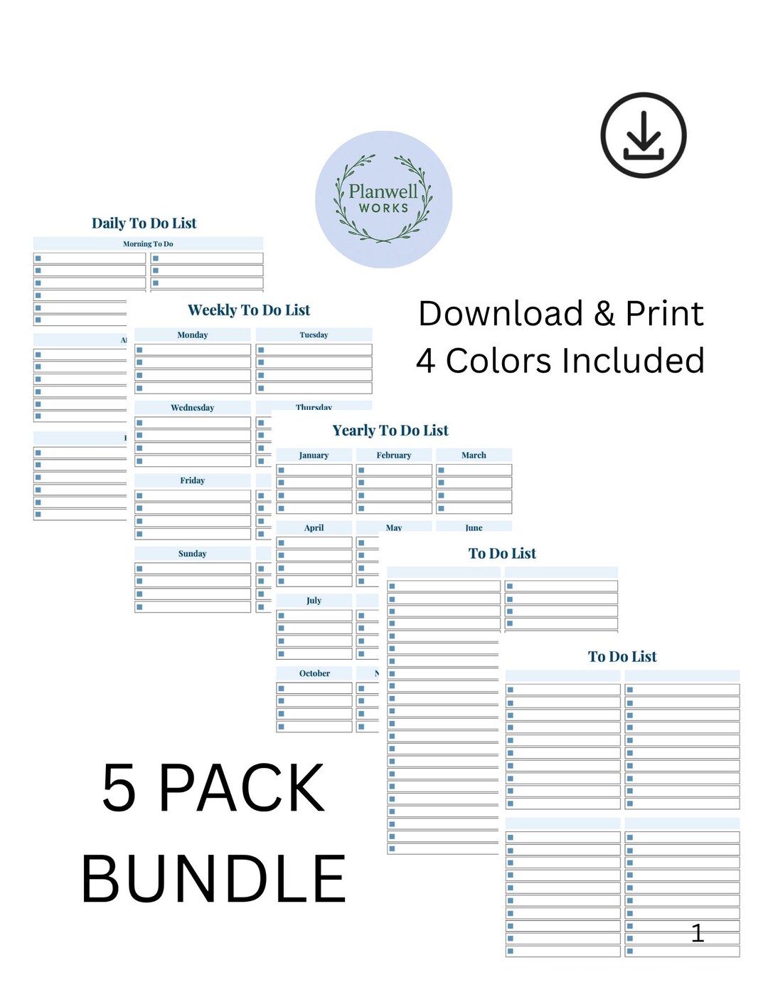 Minimalist to Do List Printable Bundle Planner (PDF Download) - Etsy